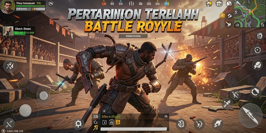 Screenshot utama 33L menampilkan pertarungan intens dalam mode Battle Royale.