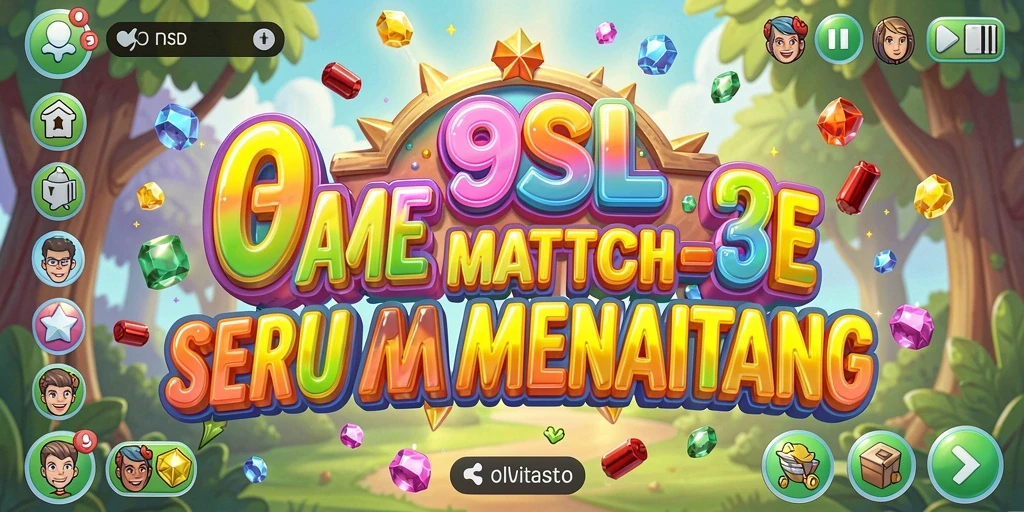 Tampilan gameplay seru dalam 9SL dengan kombinasi batu permata.