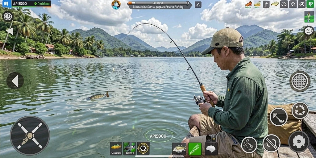 Tampilan menarik gameplay API5000 dengan aksi memancing yang mendebarkan.
