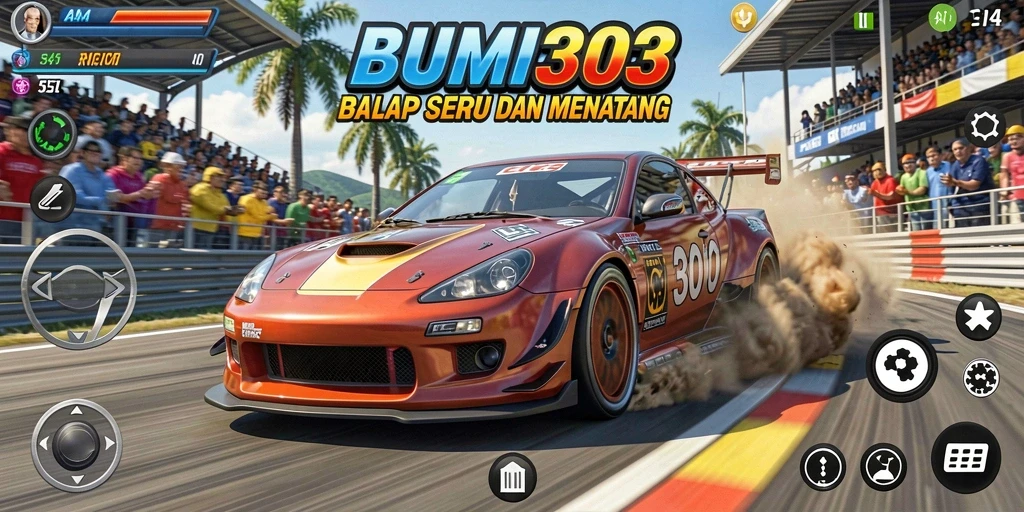 Tampilan balapan seru di BUMI303 dengan grafis menawan.