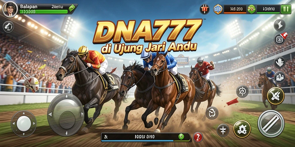 Tangkapan layar menampilkan balapan seru dalam DNA777 dengan grafis yang menakjubkan.
