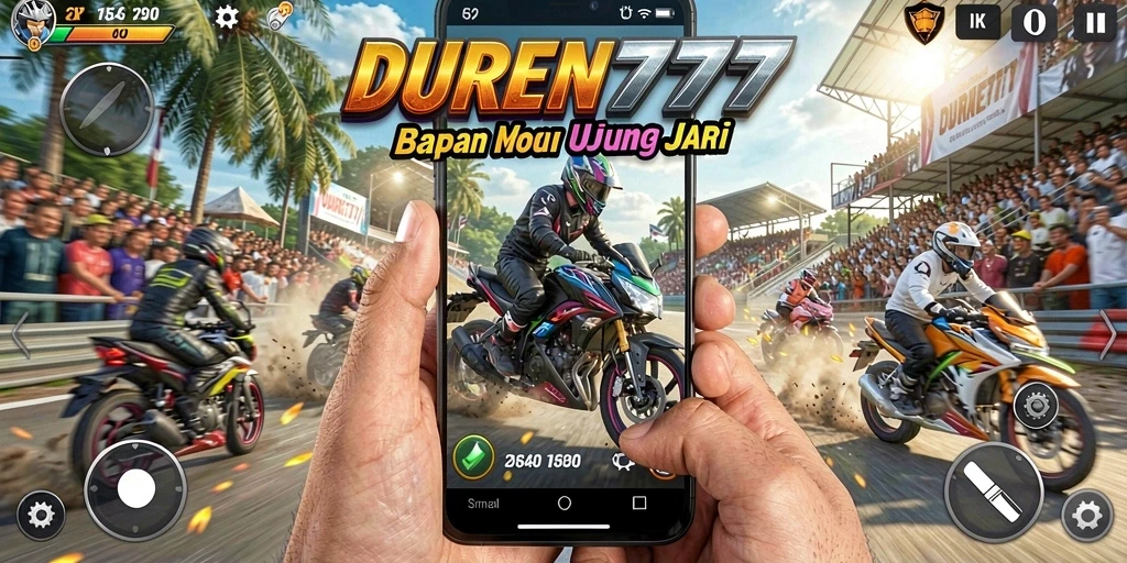 Gameplay DUREN777 menampilkan balapan motor yang mendebarkan dan seru.