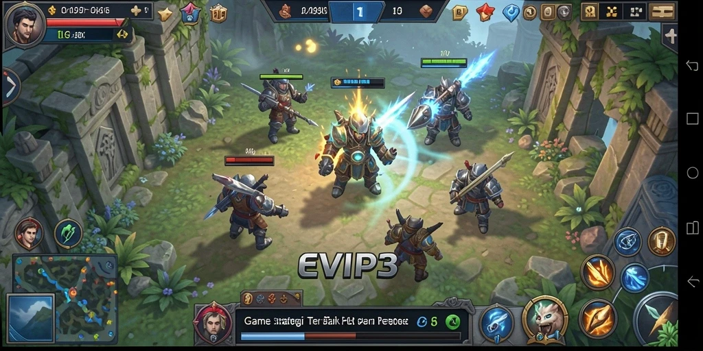 Tangkapan layar menunjukkan aksi perang yang seru dalam game SLG.