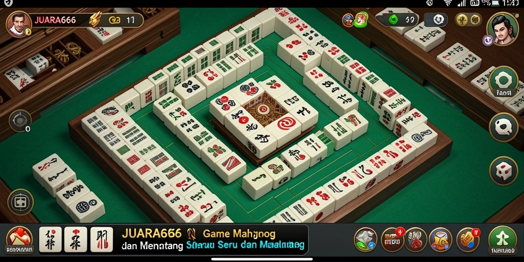Tampilan gameplay seru JUARA666 dalam permainan Mahjong.