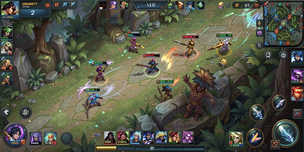 Tampilan gameplay menarik di JURAGAN77 dengan aksi MOBA yang intens.