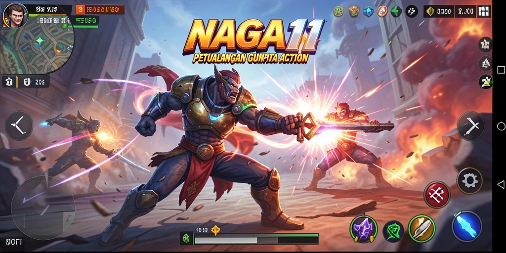 Tangkapan layar menunjukkan aksi intens dalam gameplay NAGA11.