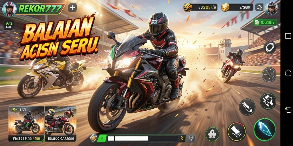Gameplay seru balapan motor di REKOR777.