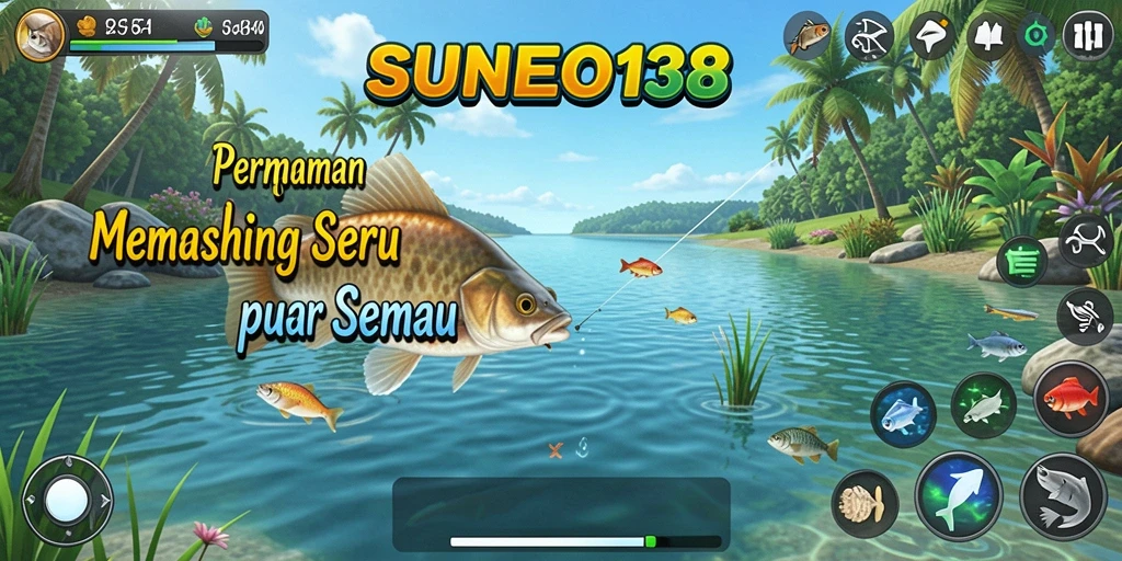 Tampilan gameplay SUNEO138 menunjukkan suasana memancing yang menenangkan.