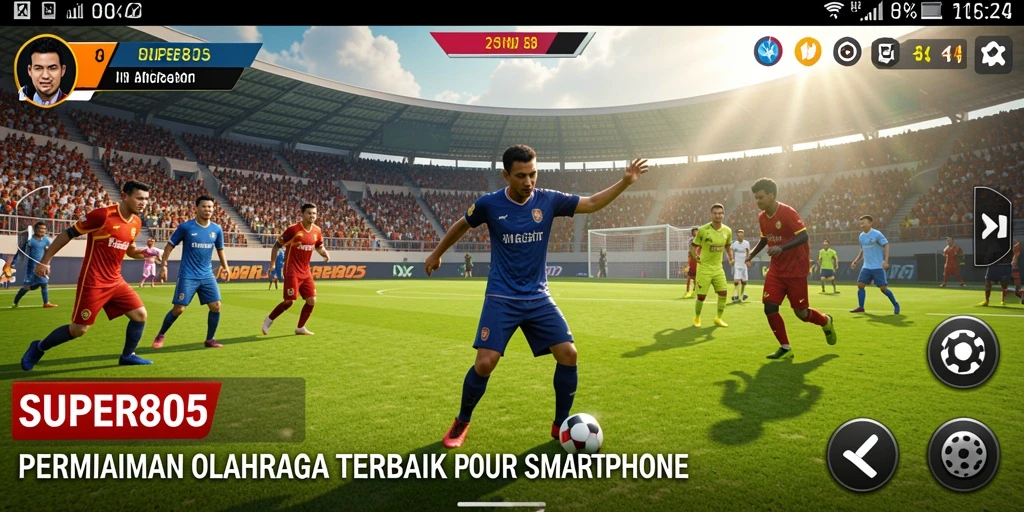 Tampilan saat gameplay SUPER805 dengan aksi olahraga yang mendebarkan.